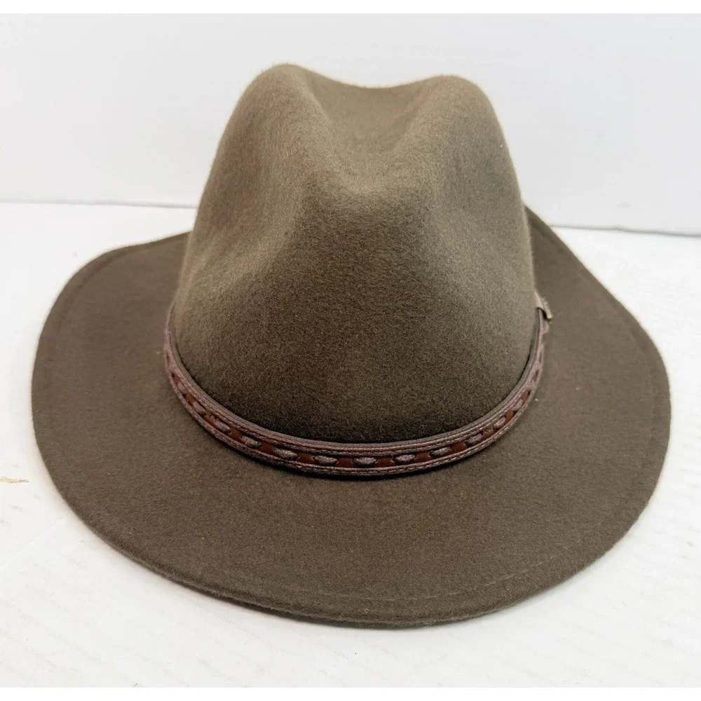 Scala Classico Dorfman Pacific Brown Wool Felt Fedora Hat Medium NWT